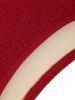 Bas de Bikini Texturé Côtelé à Taille Haute à Lacets Croisés - Rouge foncé S