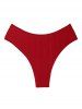 Bas de Bikini Texturé Côtelé à Taille Haute à Lacets Croisés - Rouge foncé S