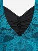 Plus Size Ruched Camisole and Lace Ruffle Butterfly Sleeve Top -  