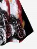 Plus Size Distressed American Flag Motorcycle Graphic Lace Panel Tank Top -  
