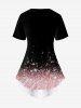 Plus Size 3D Sparkles Light Beam Printed Short Sleeves 2 in 1 Tee -  