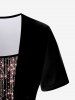 Plus Size 3D Sparkles Light Beam Printed Short Sleeves 2 in 1 Tee -  