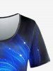 T-shirt à Imprimé Étincelle 3D à Manches Courtes Grande Taille - Bleu 1X | US 14-16