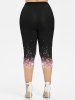 Plus Size 3D Sparkles Glitter Printed Capri Leggings -  