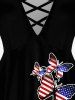 Plus Size Butterfly American Flag Printed Crisscross Patriotic Tee -  