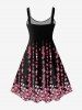 Plus Size Flower Printed Backless A Line Dress -  