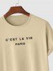 C'EST LA VIE Letter Printed Short Sleeves T-shirt -  