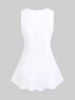 Plus Size Patriotic Lip American Flag Printed Lace Panel Tank Top -  