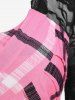 Plus Size Plaid Lace Panel Cutout Handkerchief Hem Top -  