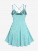 Plus Size Lace Butterfly Panel Space Dye High Low Tunic Top -  
