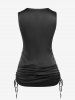 Débardeur Plissé de Grande Taille à Col Bénitier en Satin - Noir 2X | US 18-20