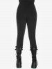 Gothic Lace Panel Lace-up Skinny Pull On Pants -  