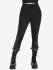 Gothic Lace Panel Lace-up Skinny Pull On Pants -  