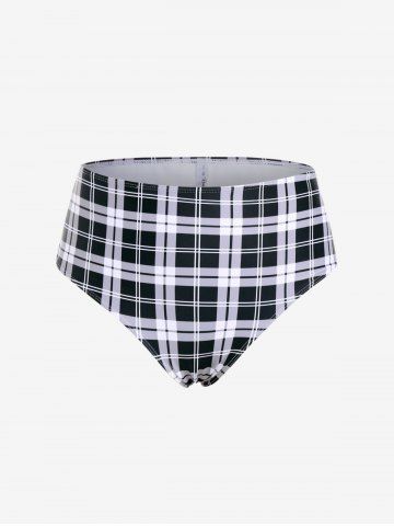 Plus Size Ruffles Flounce Padded Plaid Three Piece Skirt Tankini Swimsuit
