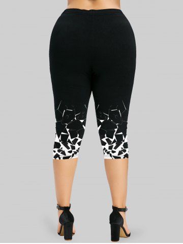 Plus Size Geo Printed Skinny Capri Leggings