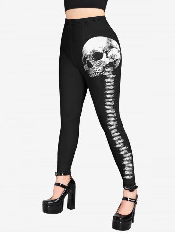 Gothic Skull Print Leggings - BLACK - 3X | US 22-24