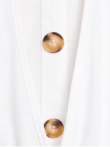 Plus Size Flutter Sleeves Cutout Lettuce Blouson 2 in 1 Tee with Buttons