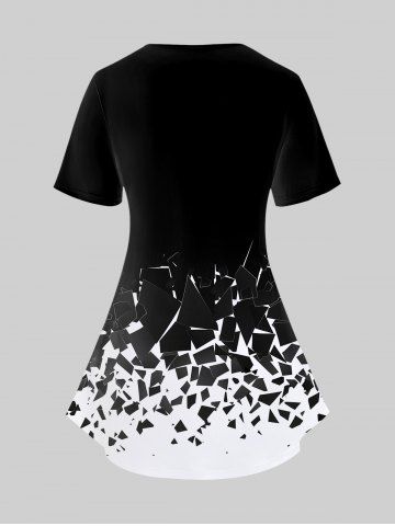 Plus Size Geo Printed Two Tone 2 in 1 Tee