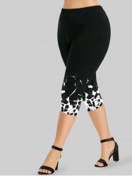 Plus Size Geo Printed Skinny Capri Leggings -  