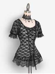 Gothic Vintage Lace-up Floral Lace Corset Top -  
