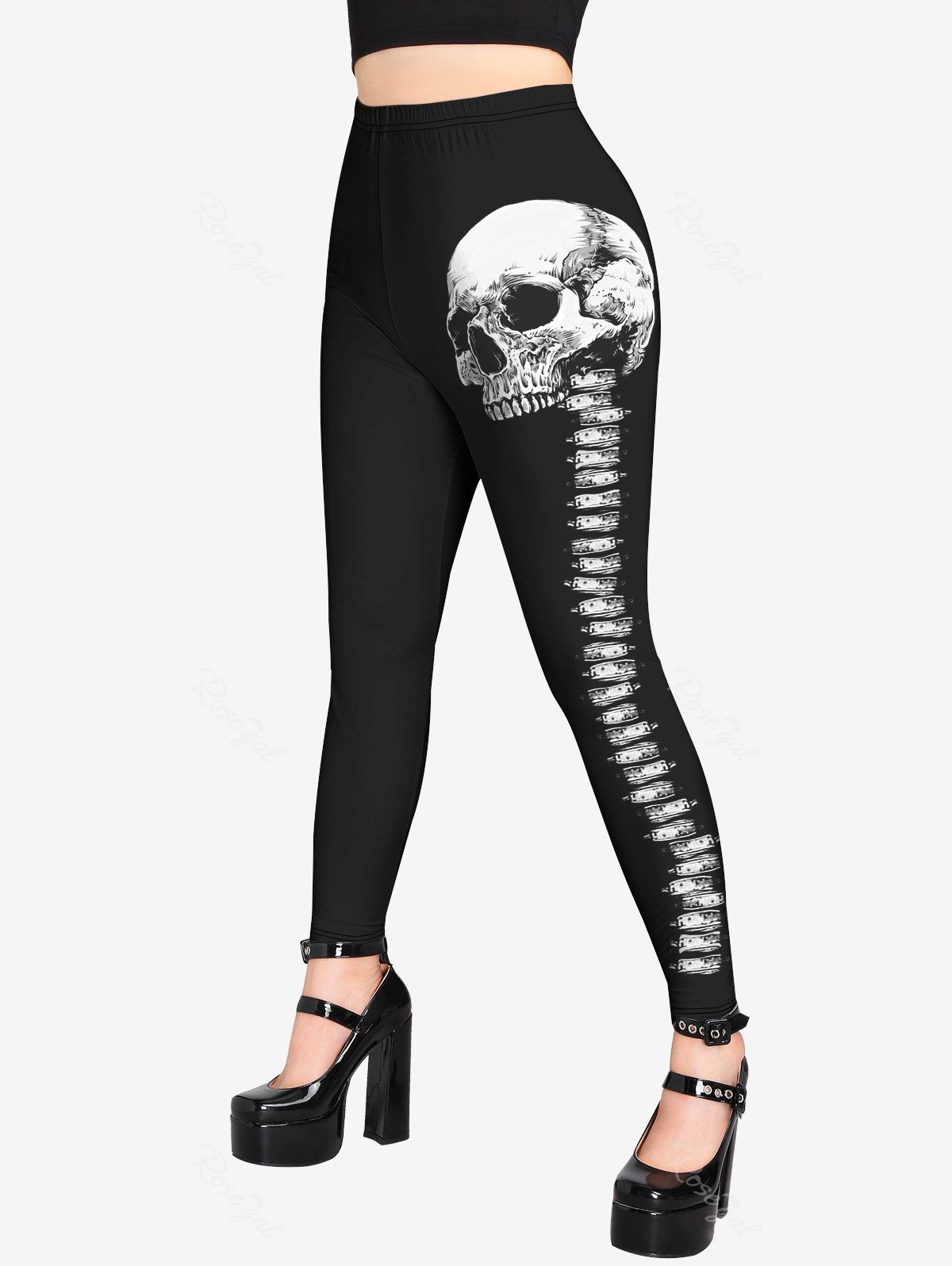 Shop Gothic Skull Print Leggings  