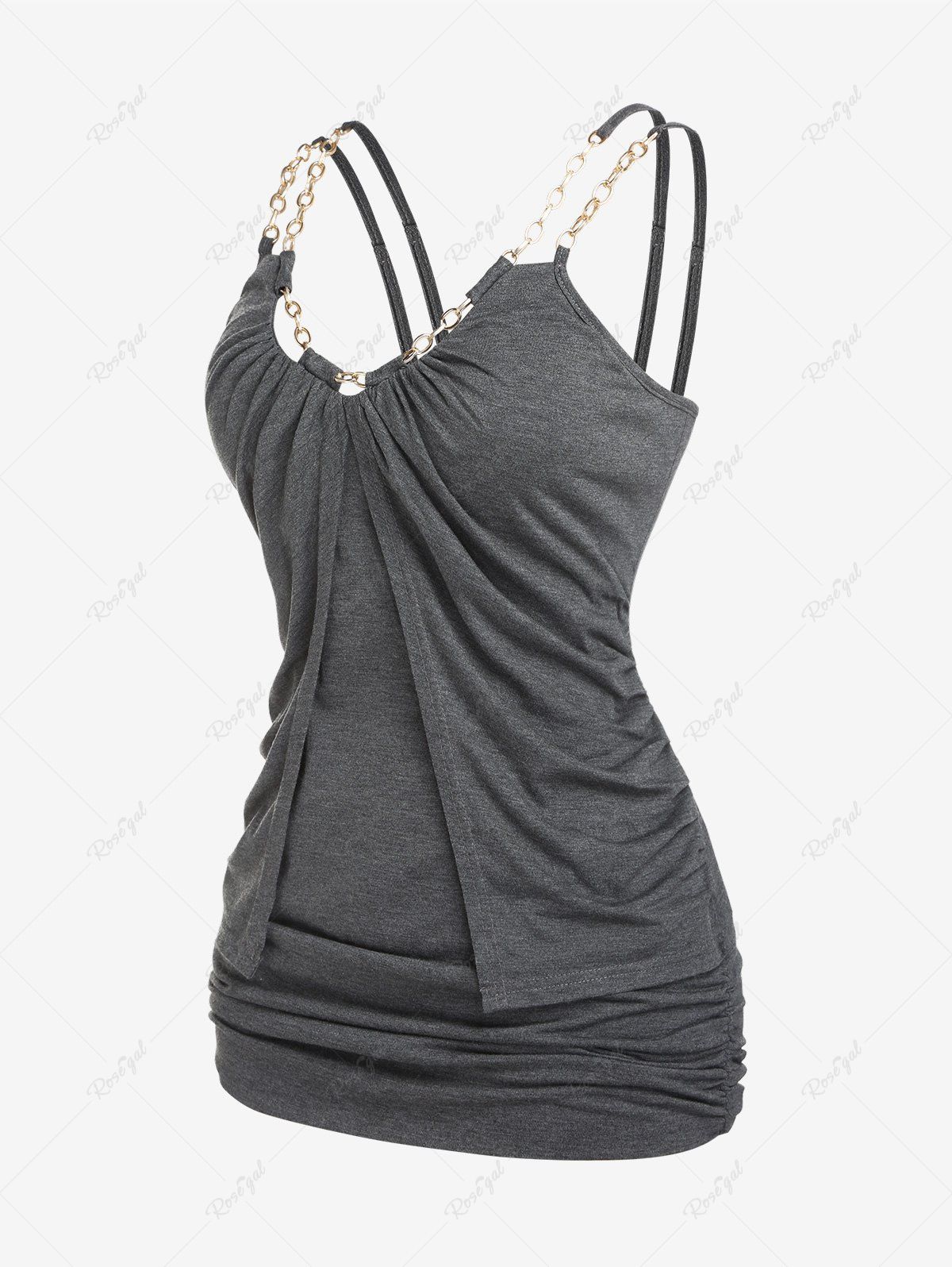 Fancy Plus Size Ruched Chains Space Dye Cami Top  