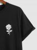 Casual Rose Print Short Sleeve T-shirt -  