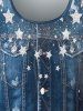 Plus Size 3D Jeans Star Printed Short Sleeves Tee -  