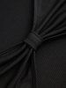 Raglan Sleeve Ribbed Knot Cutout Criss Cross Tie Back Crop T Shirt -  