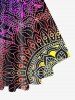 Plus Size Ethnic Printed Crisscross Short Sleeves Tee -  