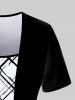 Plus Size Geo Printed Two Tone 2 in 1 Tee -  