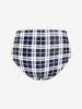 Plus Size Ruffles Flounce Padded Plaid Three Piece Skirt Tankini Swimsuit -  