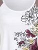 T-shirt Floral Imprimé de Grande Taille à Manches Raglan - Blanc 4X | US 26-28