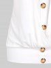 Plus Size Flutter Sleeves Cutout Lettuce Blouson 2 in 1 Tee with Buttons -  