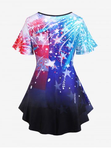 Plus Size American Flag Printed Crisscross Patriotic Tee