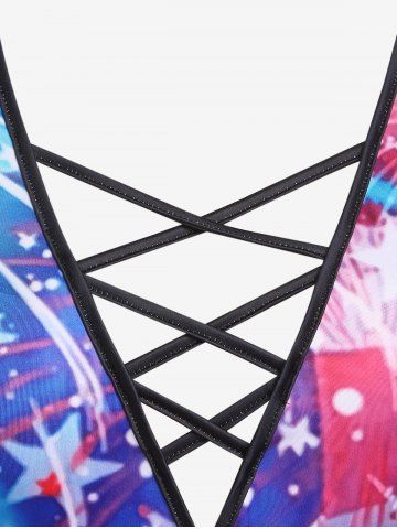 Plus Size American Flag Printed Crisscross Patriotic Tee