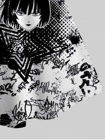 Gothic Anime Graffiti Print Tank Dress