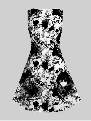 Gothic Anime Graffiti Print Tank Dress