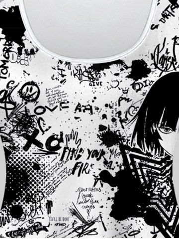 Gothic Anime Graffiti Print Tank Dress