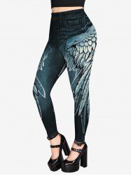 Gothic Wing 3D Jean Print Jeggings -  