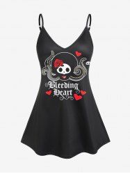 Plus Size Skull Letters Printed Graphic Tank Top -  