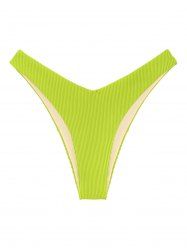 Ribbed High Cut Bikini Bottom -  