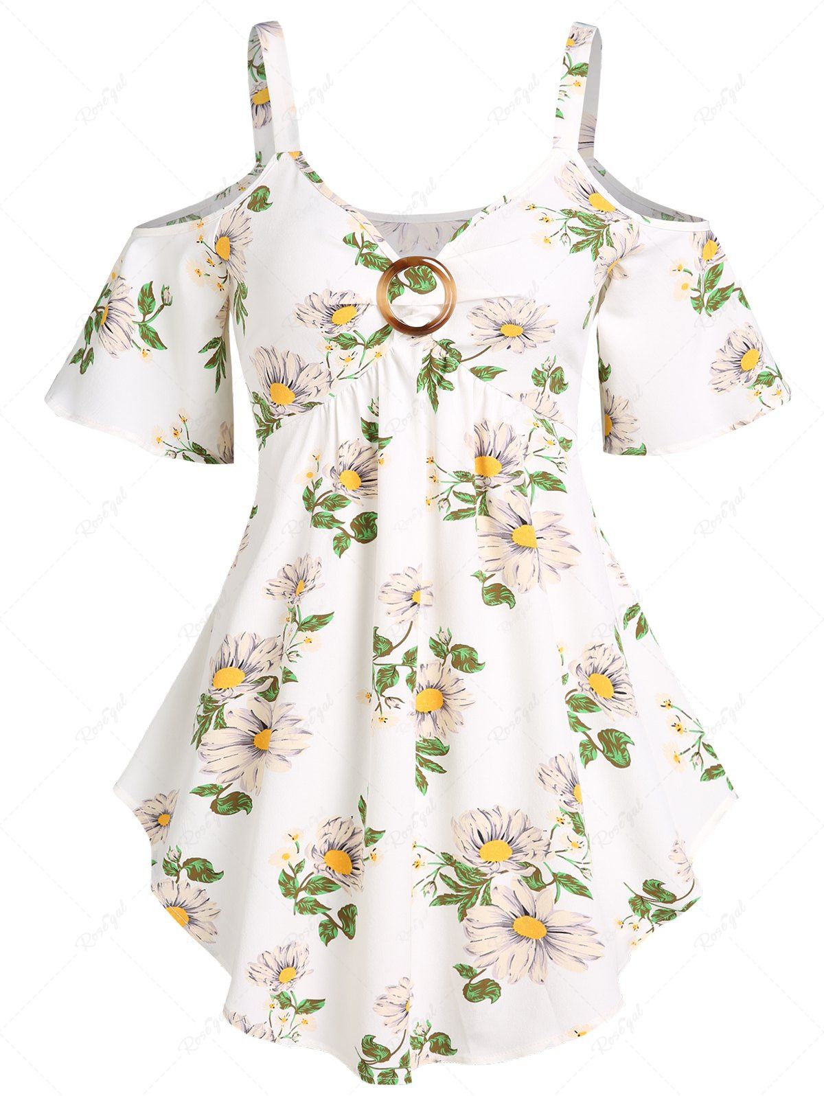 Discount Flower Print O Ring Tank Top  