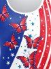 Plus Size American Flag Butterfly Print T-shirt and American Flag Butterfly 3D Print Cropped Jeggings Matching Set -  