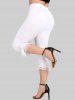Plus Size Bowknot Lace-up Capri Leggings with Lace -  