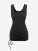 Plus Size Cinched Ruched Solid Ribbed Tank Top -  
