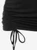 Plus Size Cinched Ruched Solid Ribbed Tank Top -  