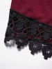 Flower Lace Panel Lace Up Crossover Halter Cropped Top -  