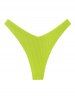 Ribbed High Cut Bikini Bottom -  