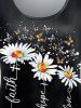 Plus Size Sunflower Butterfly Printed Short Sleeves Tee -  
